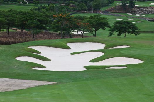 Beautiful sand trap on the golf course