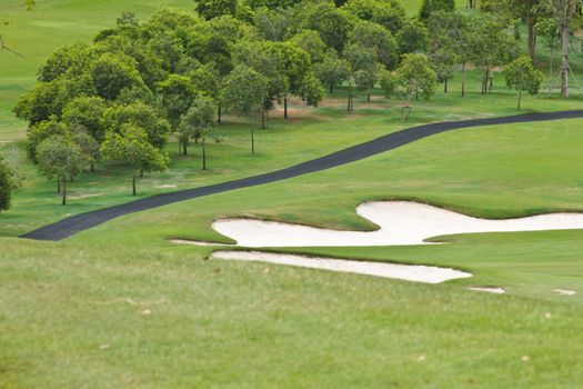 Beautiful sand trap on the golf course
