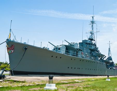 museum maeklong warship  in samut prakan province, thailand