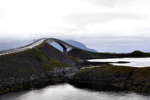 Atlantic Road and beautiful nature on a cloudy day