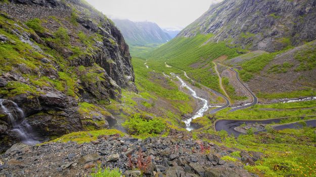 Trollstigen in Norway, the famous road photographed from above