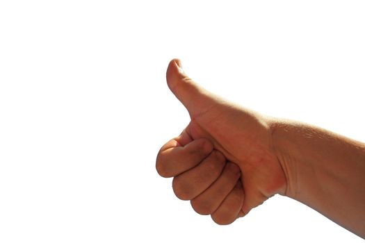 men's hands make thumbs up 