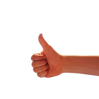 men's hand make thumbs up 