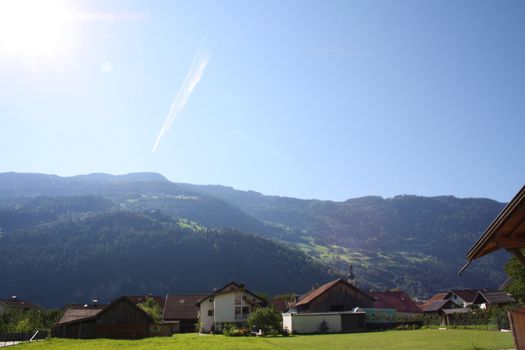 view to the Alps mountains in Austria