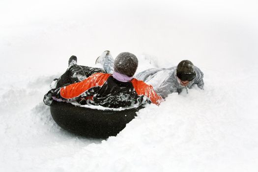 young people have fun in the winter