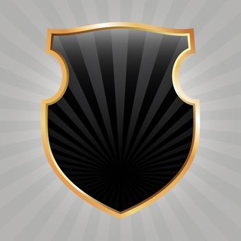 Black shield with rays, based on heraldic form