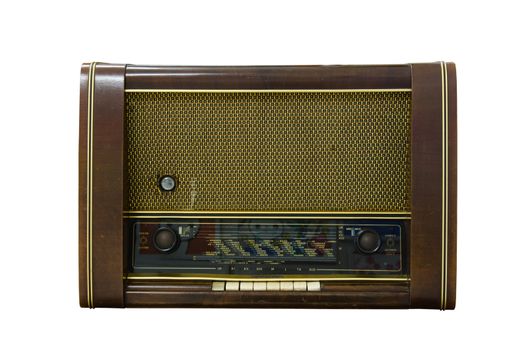 Antique radio on a white background
