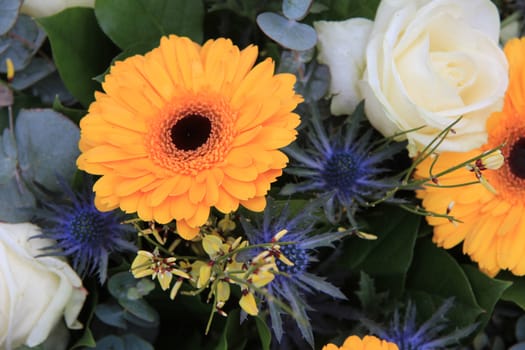 Yellow and white flower arrangement, yellow gerberas and white roses