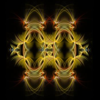 Symmetrical abstract fractal background isolated on black