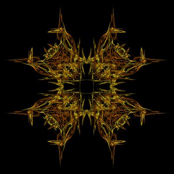 Symmetrical abstract fractal background isolated on black