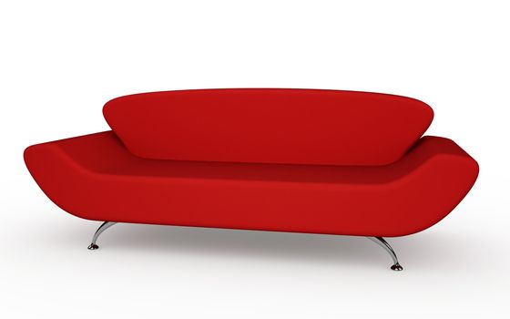 The red sofa on a white background