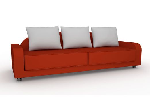 The red sofa on a white background