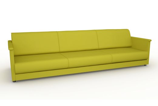 The green sofa on a white background