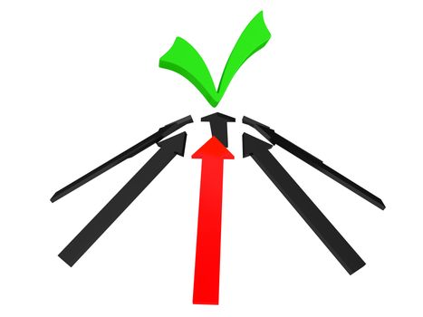 The red and grey arrows on a white background