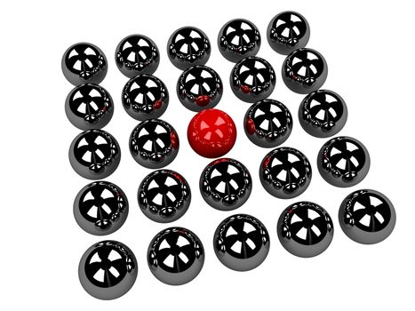 Metal shiny balls on a white background