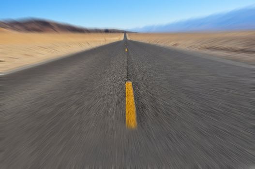 Road to the horizon with motion blur applied