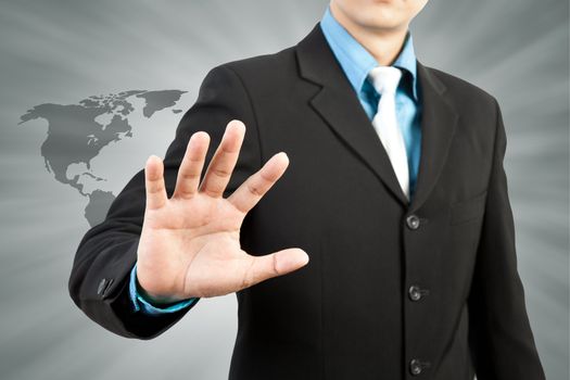businessman hand touching screen