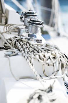 Winches and rope of a modern sailboat
