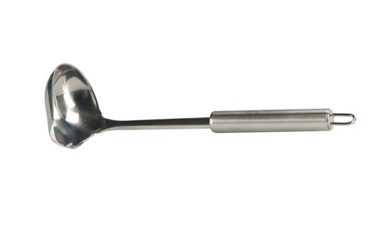 The big soup ladle from stainless steel isolated on a white background