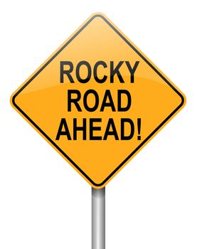 Illustration depicting a roadsign with a difficulty concept. White background.