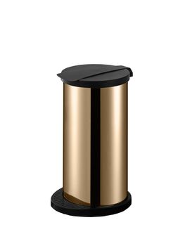 Refuse bin in room corner on white