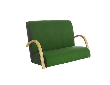 Green sofa on white background