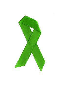 Green ribbon isolated on white