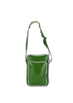 Green leather bag isolated