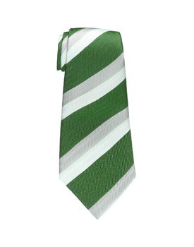 Green and white tie isolated on white