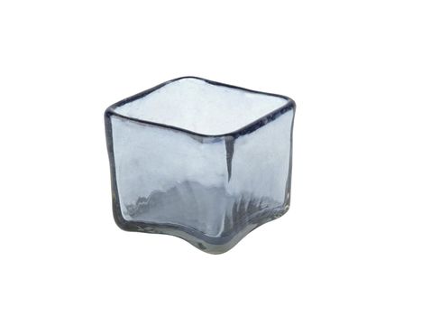 blue ice cube isolated on a white
