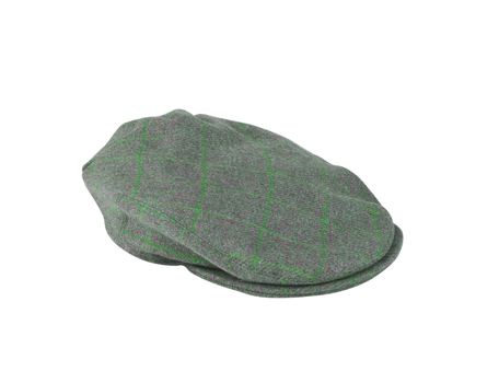 green felt man's cap isolated on white