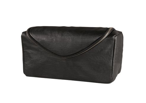 Mans black leather accessory bag or pouch isolated on white