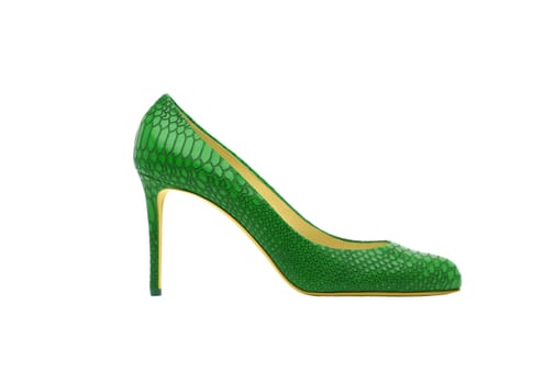 Green Female shoes on white background