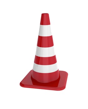 Red traffic cone isolated on white background