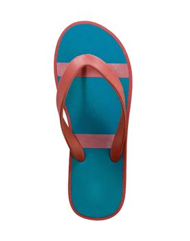 red and blue flip flop sandals isolated