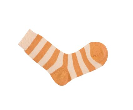 orange striped socks isolated on white background