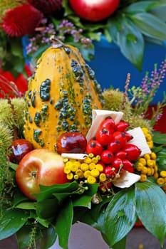 Some colorful seasonal, autumn fruits and vegetables