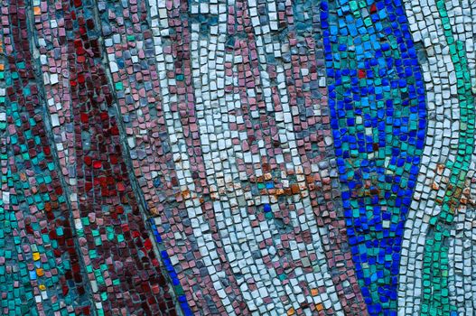 Old colorful mosaic wall texture