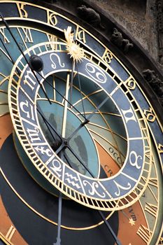 Famous Prague Town Hall tower with astronomical clock, Czech Republic