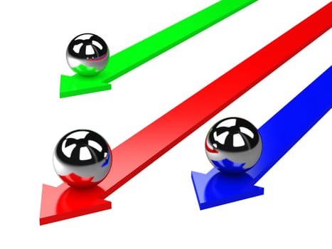 The colored arrows on a white background