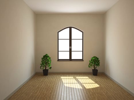 A small empty room with a window