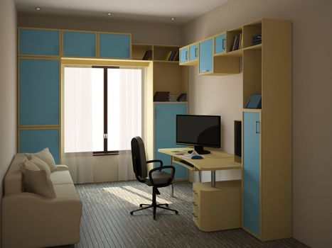 Room interior with furniture and a window