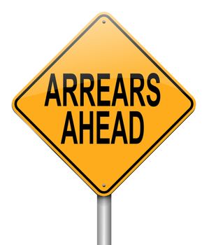 Illustration depicting a roadsign with an arrears concept. White background.