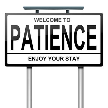 Illustration depicting a roadsign with a patience concept. White background.