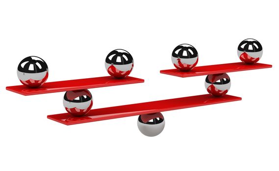The shiny metal balls keep the balance