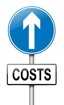Illustration depicting a roadsign with a cost increase concept. White background.