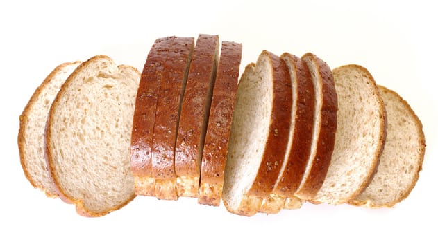 Whole wheat bread on white background