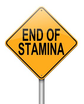 Illustration depicting a roadsign with an end of stamina concept. White background.