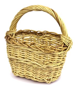 Basket in wattled from willow rods in white background