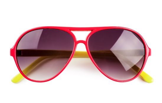Closeup view of sunglasses isolated over white background